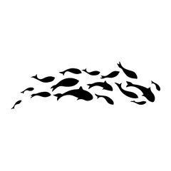 Silhouette of a school of fish vector illustration 