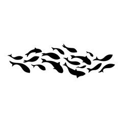 Silhouette of a school of fish vector illustration 