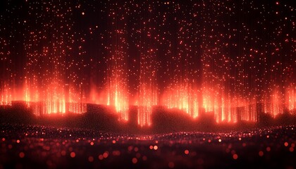 Fiery landscape of glowing embers