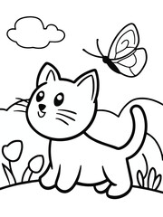 Cat Coloring Sheet – Friendly Pet Line Art for Children