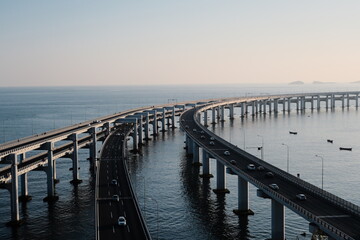 Fototapeta premium Breathtaking Bird’s-Eye View of Sea Bridge