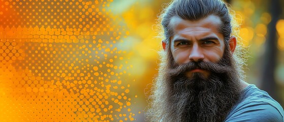 Man with long beard in autumnal setting