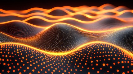 Abstract wavy pattern of glowing dots