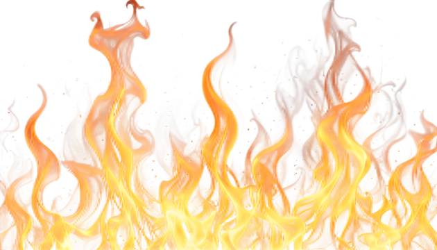 Vivid and dynamic bright orange flames burning intensely on a black background illustrating heat energy