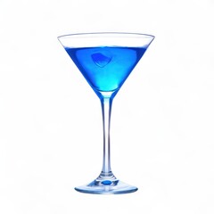 Blue martini cocktail in a glass isolated on white background