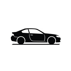 Fototapeta premium Sleek Sports Car in Motion - Black and White Vector Illustration