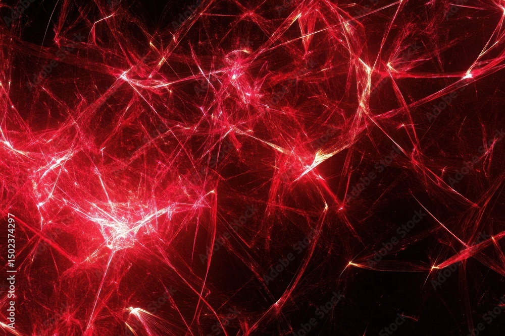 Aufkleber red electric network creates dynamic abstract digital art with intricate patterns and vivid colors, 