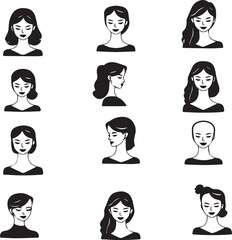 Man and Woman icon set collection with diverse directional markers on white background