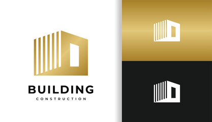 BUILDING CONSTRUCTION LOGO IN GOLD COLOR FOR CONSTRUCTION COMPANY