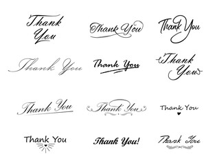 Thank you beautiful quote vector illustration on white background. Thank you lettering text . Calligraphy template.