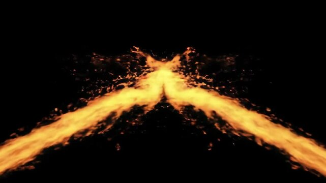 Abstract fire streams x shape