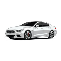 Fototapeta premium White Sedan Car Illustration