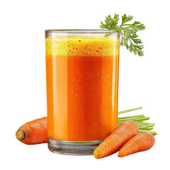 Fresh carrot juice in glass healthy drink vegetable juice carrot juice recipe on transparent background