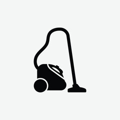 Minimalist Vacuum Cleaner Silhouette Vector – Flat 2D Black Icon on White Background