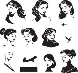 Man and Woman icon set collection with diverse directional markers on white background