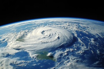 Meteorology satellite data revealing hurricane formation over the ocean, meteorology satellite imagery and data fusion in weather prediction