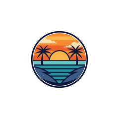 sea beach logo design vector 