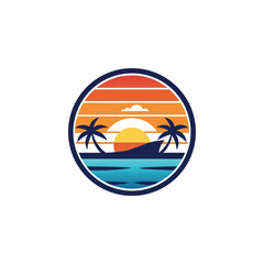 sea beach logo design vector 