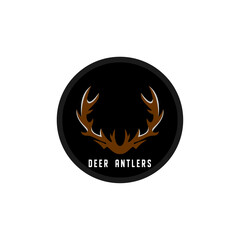 antler vector logo design with deer black background