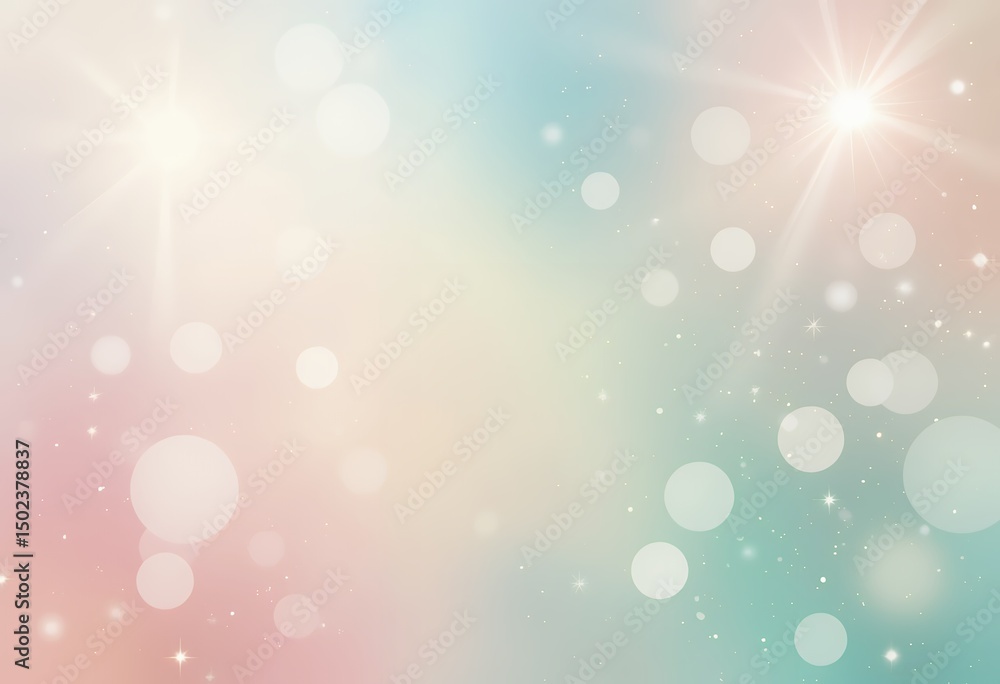 Poster soft glowing bokeh lights creating dreamy abstract background with pastel colors and sparkles
