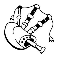 A hand drawn style icon of bagpipes
