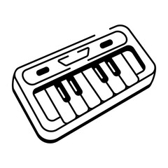 A hand drawn style icon of electric piano


