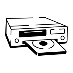 A doodle style icon of cd player