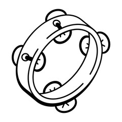 A doodle style icon of tambourine
