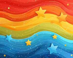 Colorful wavy background with stars