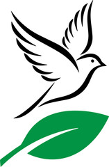 A flying dove silhouette vector illustration symbolizes peace and freedom