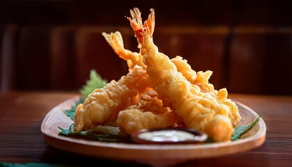 料亭でたべる海老天ぷらのイメージ3