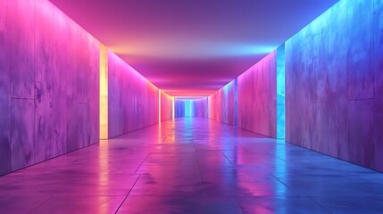 Neon corridor with colorful light