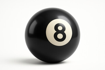 Black eight ball billiards pool ball isolated on white background