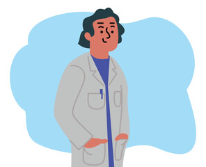 Man Doctors. medical students. nurses flat cartoon