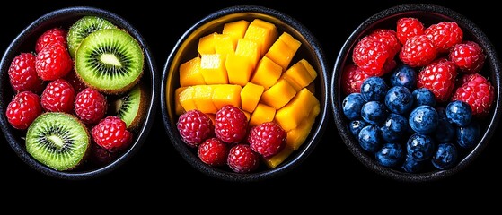 Colorful fruit bowls