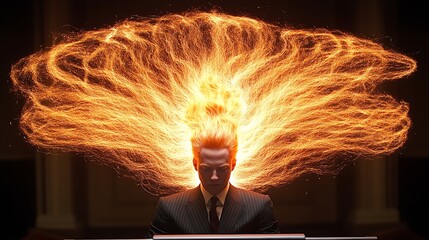 Businessman with fiery aura