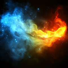 Abstract fire and ice swirling design