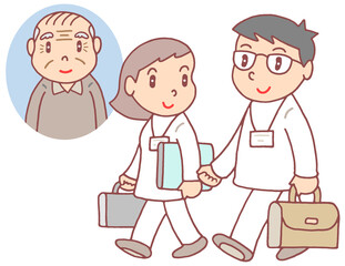 介護のイラスト - 訪問診療・主治医・訪問看護師・在宅診療