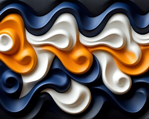 Abstract wavy shapes in three colors
