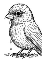 Crying Bird Sketch Doodle Art