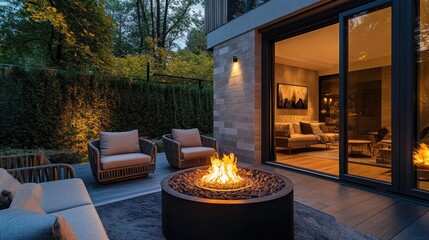 Modern outdoor patio with fire pit (1)