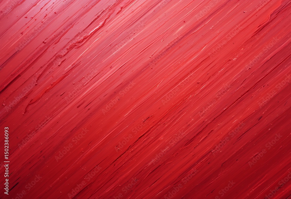 Poster close up of red textured abstract paint strokes on a canvas surface with rich color depth