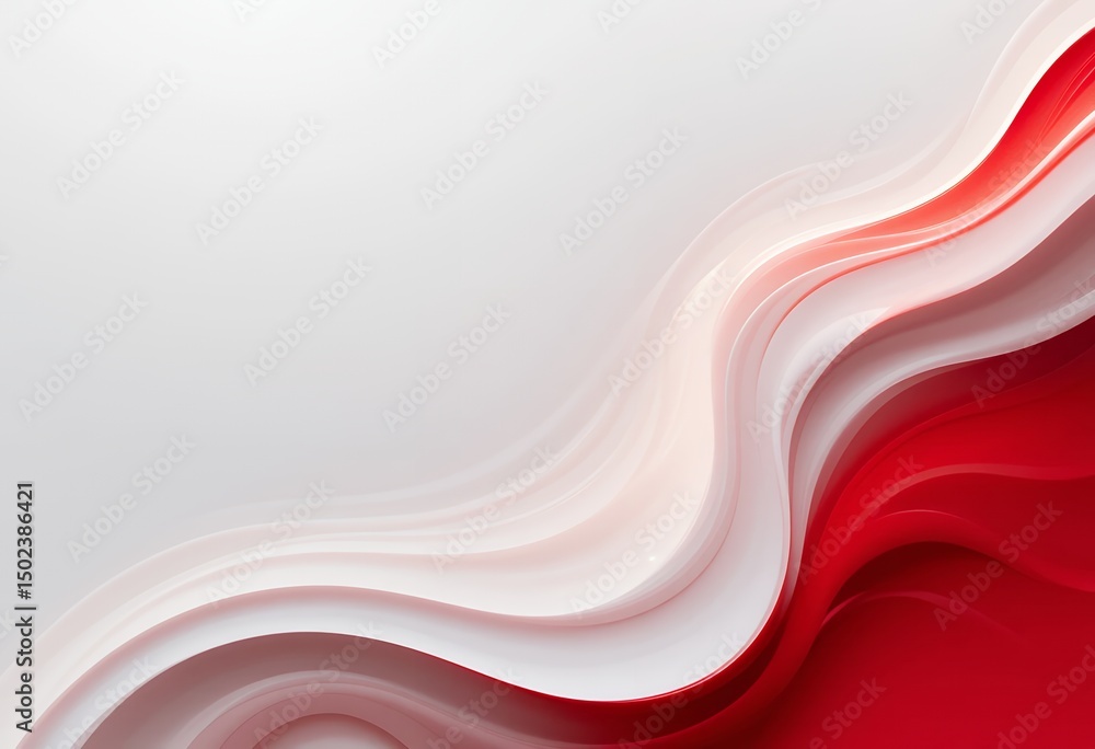 Poster abstract smooth flowing red and white waves blending on a light background seamless design