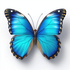 Fototapeta premium Vibrant blue butterfly with open wings