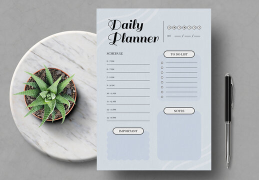 Minimal Daily Planner Template Layout 