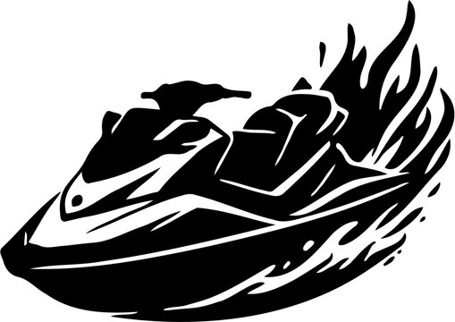 jetsky silhouette vector illustration, isolated on white
