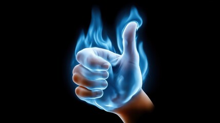 Flaming hand giving a thumbs - up