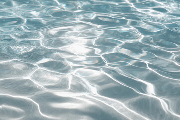 Clear blue water surface with light reflections for background use, AI-generated
