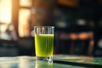 Refreshing green juice in a glass