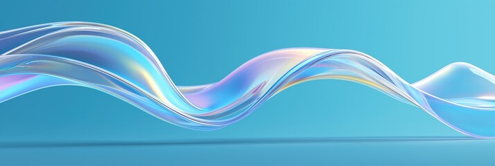 Abstract wavy glass - like shapes on blue background